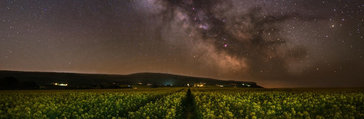 Dark skies with stars over Chale on the Isle of Wight